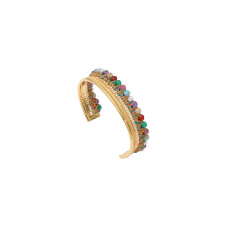 Bracelet jonc ajustable tendance filigrane perles gemmes I multicolore
