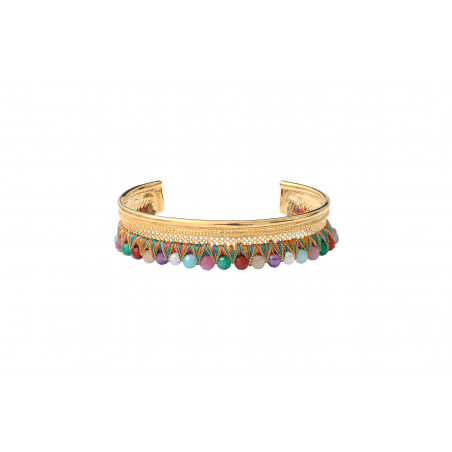 Bracelet jonc ajustable tendance filigrane perles gemmes I multicolore89513