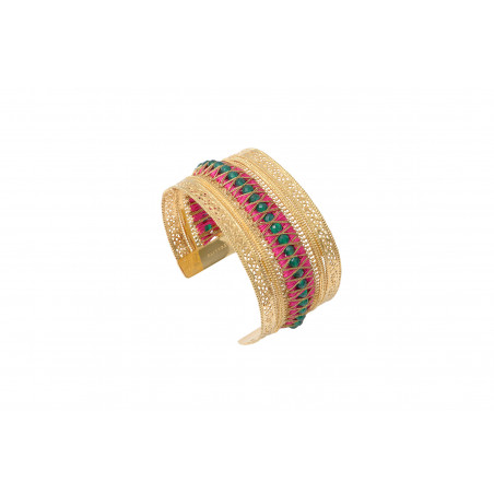 Feminine filigree agate adjustable cuff bracelet | green