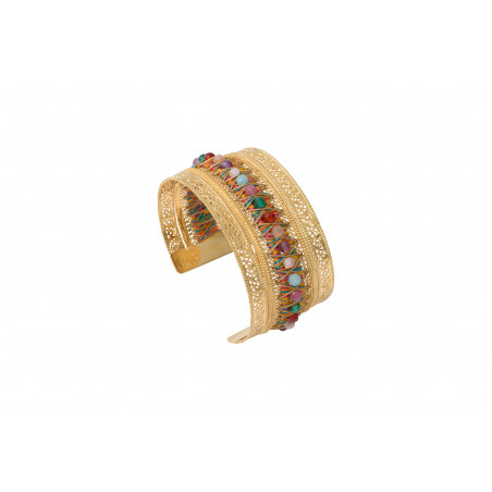 Bracelet manchette ajustable tendance filigrane pierres gemmes I multicolore