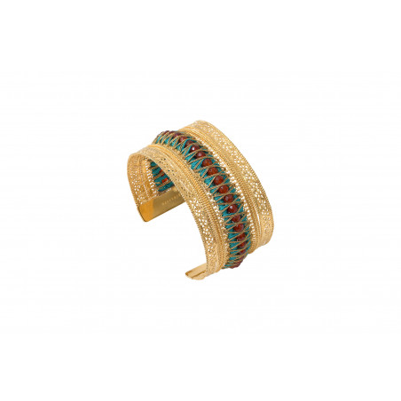 Bracelet manchette ethnique filigranes cornaline I turquoise