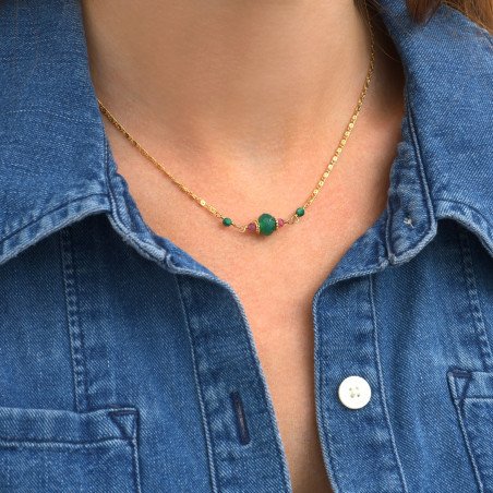 Collier pendentif féminin pierres gemmes facettées I vert89530