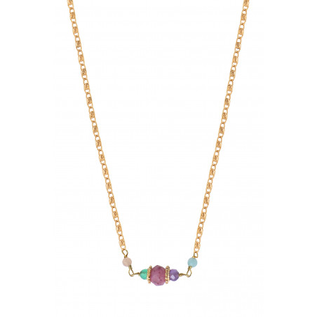 Collier pendentif romantique pierres gemmes facettées I multicolore