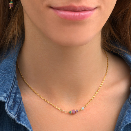 Romantic faceted gemstone pendant necklace l multicoloured89533