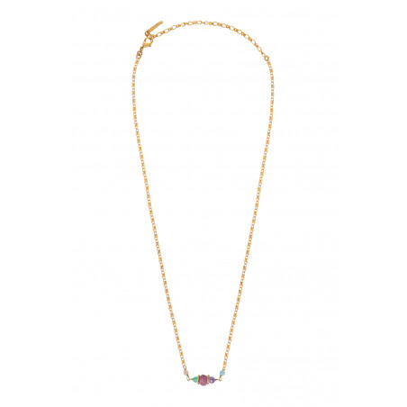 Collier pendentif romantique pierres gemmes facettées I multicolore89534