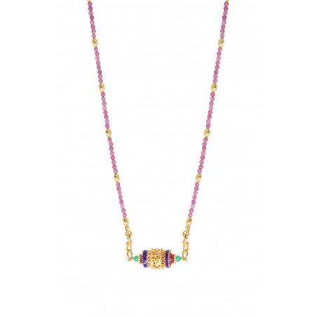 Poetic gemstone adjustable pendant necklace l multicoloured