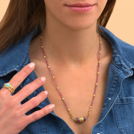 Collier pendentif réglable poétique pierres gemmes I multicolore89545