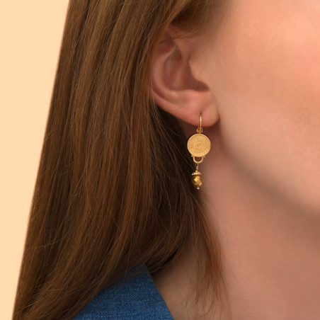 Elegant gold-plated haematite sleeper earrings I gold89579
