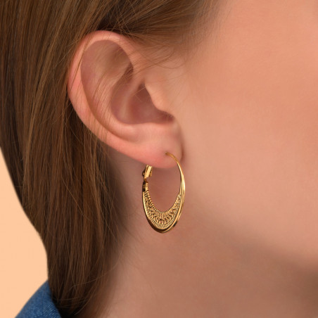 Boucles d'oreilles créoles raffinées métal doré à l'or fin I doré89581