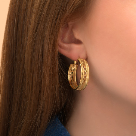Boucles d'oreilles créoles élégantes métal doré à l'or fin I doré89595