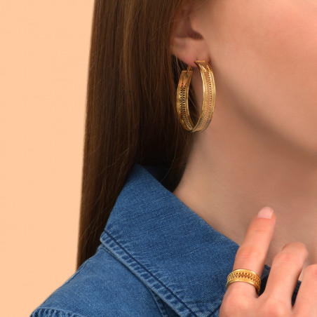 Chic fine gold-plated metal hoop earrings | gold89597