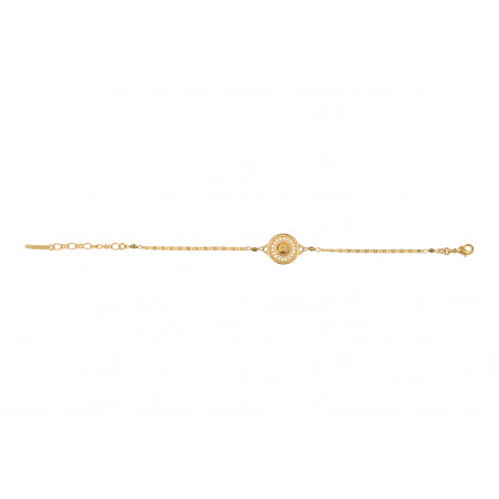 Slim faceted cabochon and golden haematite adjustable bracelet I gold89608