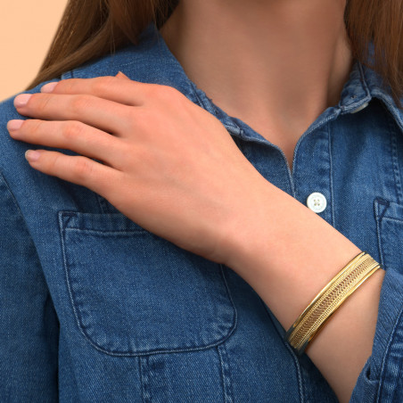 Bracelet jonc ajustable féminin métal doré à l'or fin - doré89612