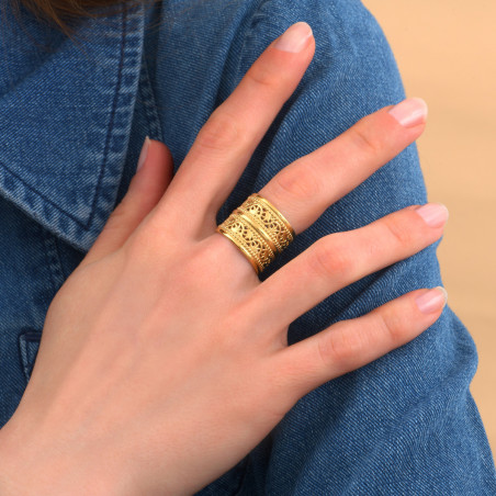 On-trend gold-plated metal large adjustable ring | gold89639