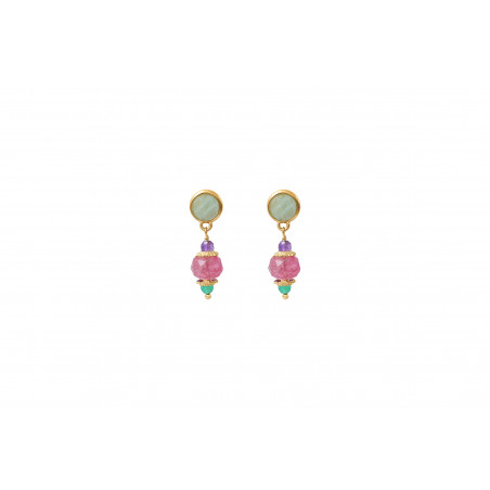 Boucles d'oreilles percées élégantes amazonite quartz I multicolore