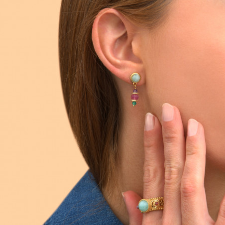 Boucles d'oreilles percées élégantes amazonite quartz I multicolore89641