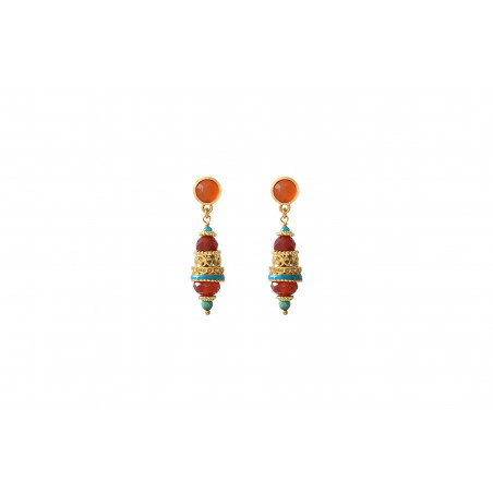 Original carnelian earrings for pierced ears I orange 