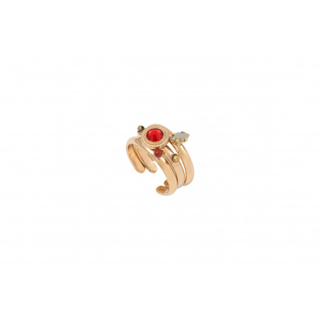 Chic gold haematite carnelian adjustable ring - red