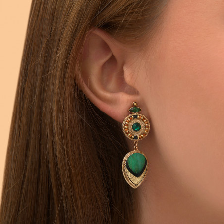 Charming haematite feather and leather clip-on earrings | green89677