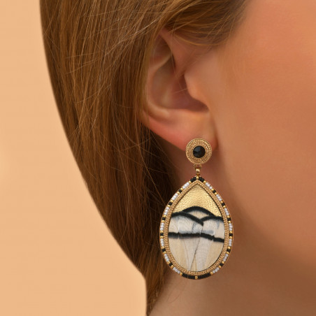 Timeless feather and leather clip-on earrings - white89689