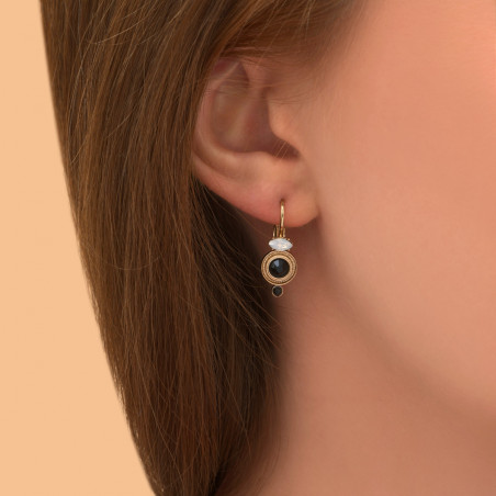 Discreet onyx crystal sleeper earrings l white89719