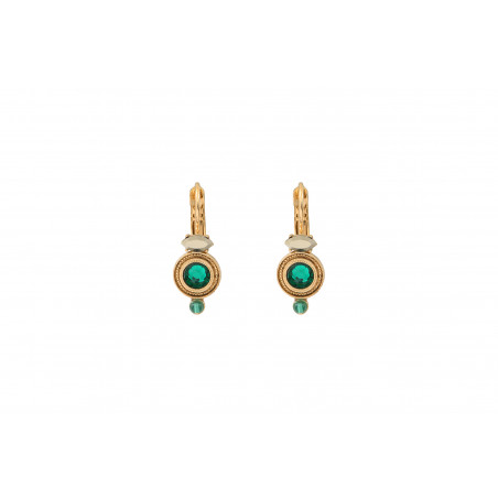 Mysterious agate and crystal sleeper earrings - green