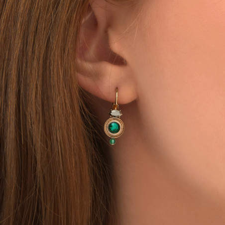 Mysterious agate and crystal sleeper earrings - green89727