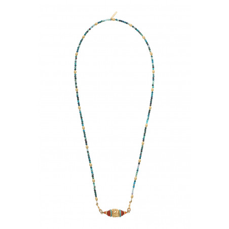 Collier pendentif ethnique cornaline et chrysocolle I turquoise 89730