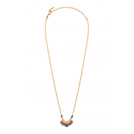 On-trend gemstone bead adjustable pendant necklace l green89733