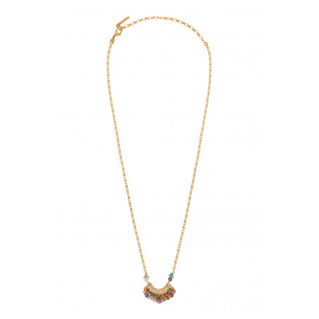 Collier pendentif réglable original perles gemmes tissées - multicolore89736