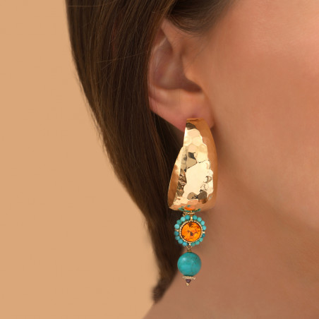 On-trend gold-plated metal and chrysocolla hoop earrings|turquoise89765