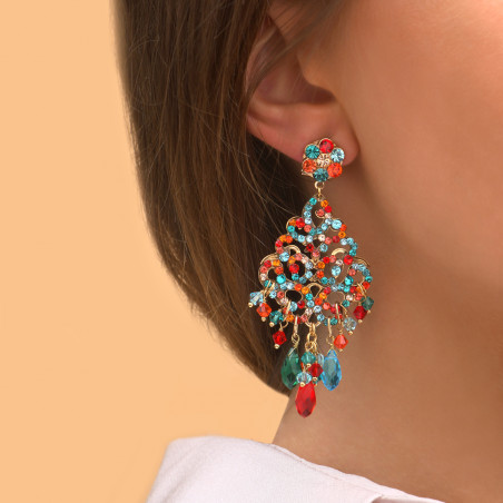 Boucles d'oreilles clips estivales cristaux prestige I rouge89776