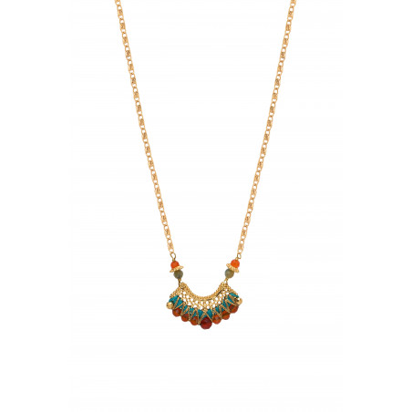 Sunny chrysocolla and carnelian pendant necklace - turquoise