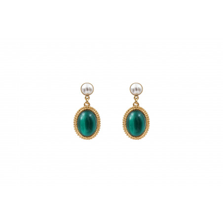 Precious cabochon earrings with butterfly fastening | turquoise