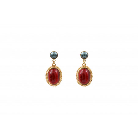 Refined cabochon earrings with butterfly fastening | red