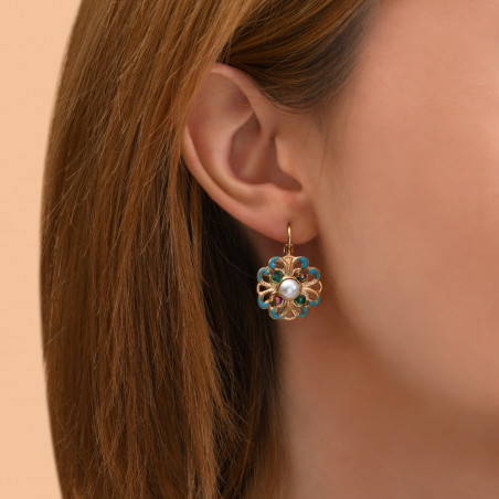 Chic enamelled resin bead sleeper earrings | blue89874