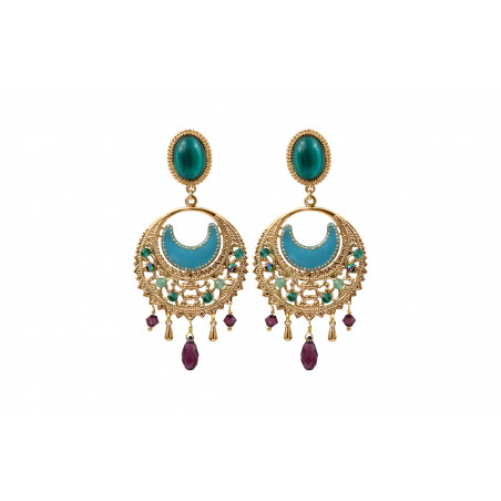 Sophisticated enamelled resin bead clip-on earrings - turquoise