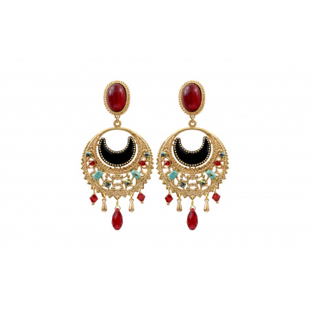 Beautiful enamelled resin bead clip-on earrings - red