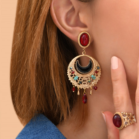 Beautiful enamelled resin bead clip-on earrings - red89890