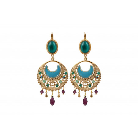 Sophisticated enamelled resin bead sleeper earrings - turquoise