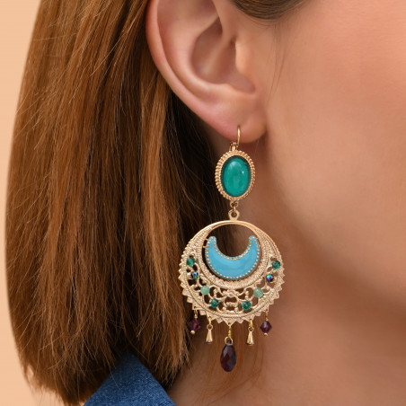 Sophisticated enamelled resin bead sleeper earrings - turquoise89892