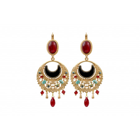Beautiful enamelled resin bead sleeper earrings - red