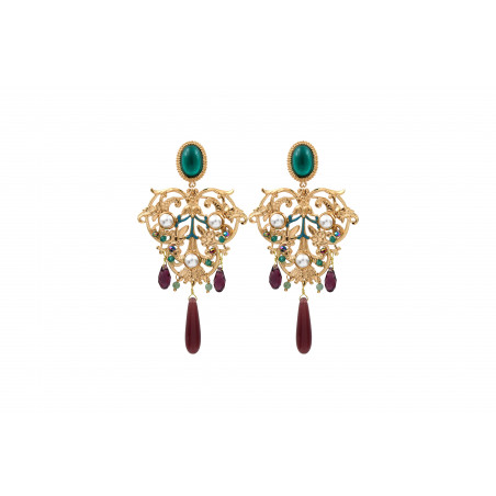 Arty aventurine cabochon sleeper earrings | turquoise