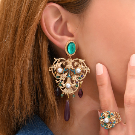Arty aventurine cabochon sleeper earrings | turquoise89896