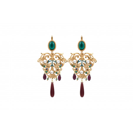 Arty aventurine cabochon sleeper earrings | turquoise