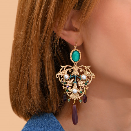 Arty aventurine cabochon sleeper earrings | turquoise89900