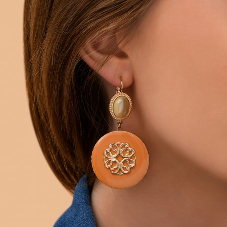Timeless enamelled resin cabochon sleeper earrings | orange89906