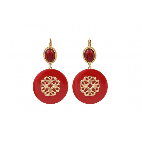 Glamorous enamelled resin cabochon sleeper earrings | red