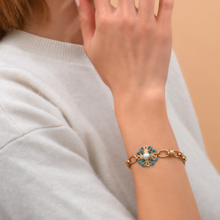 Bracelet chaine ajustable tendance motif floral perles I blanc89915