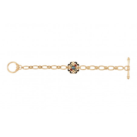 Bracelet chaine ajustable sophistiqué motif floral perles facettées I bleu89919